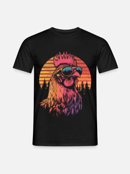 Rooster with sunglasses - Men's T-Shirt - black