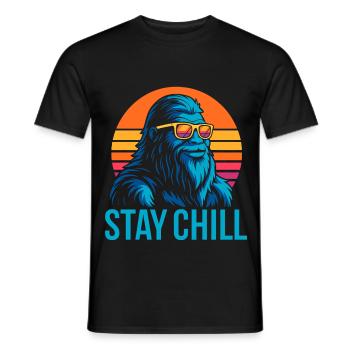 Stay Chill Retro Yeti Design - Men's T-Shirt - black - Front - AI Model Male 178 light (178cm)