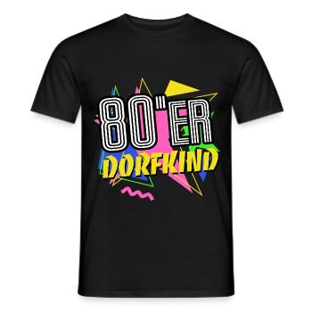 80er Dorfkind - 80er Jahre - bunt + verrückt - Männer T-Shirt - Schwarz - Vorne - AI Model Male 178 light (178cm)