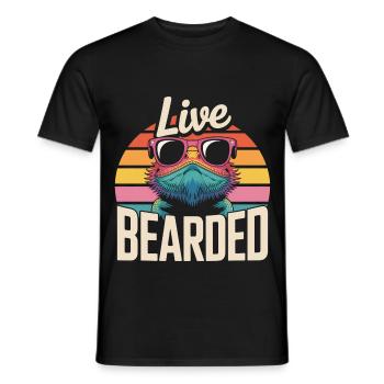 Live Bearded! Bartagame Reptil Terraristik - Männer T-Shirt - Schwarz - Vorne - AI Model Male 178 light (178cm)