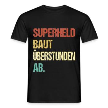 Superheld baut Überstunden ab - Männer T-Shirt - Schwarz - Vorne - AI Model Male 178 light (178cm)