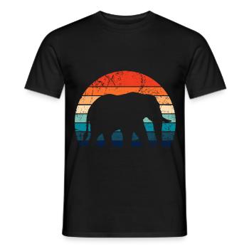 Elephant - big game, tusk, ivory sunset - Men's T-Shirt - black - Front - AI Model Male 178 light (178cm)