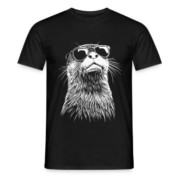 Cool Otter Sunglasses Summer Beach - Men's T-Shirt - black - Front - AI Model Male 178 light (178cm)