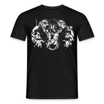 wolf,weiß,illustration,portrait,front - Männer T-Shirt - Schwarz - Vorne - AI Model Male 178 light (178cm)