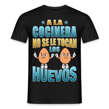 The cook does not touch her eggs - Men's T-Shirt - black - Front - AI Model Male 178 light (178cm)