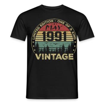 May 1991 - May 1991 - Men's T-Shirt - black - Front - AI Model Male 178 light (178cm)
