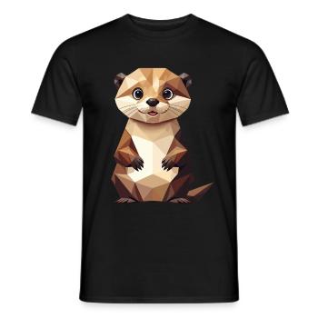 Polygone de loutre - Animal mignon - T-shirt homme - noir - Devant - AI Model Male 178 light (178cm)