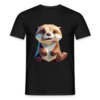 Cute Otter in Polygon Style - Men's T-Shirt - black - Front - AI Model Male 178 light (178cm)
