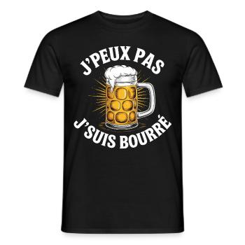 J'Peux Pas J'Suis Bourré Apéro Humour - T-shirt homme - noir - Devant - AI Model Male 178 light (178cm)
