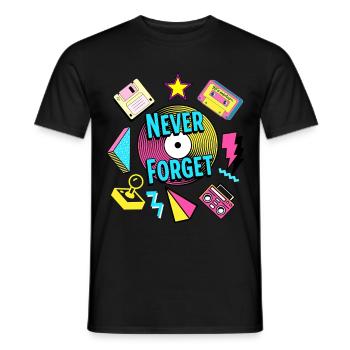 Never Forget 90s Retro Nostalgie - Männer T-Shirt - Schwarz - Vorne - AI Model Male 178 light (178cm)