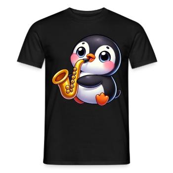 Pingouin, Saxophone, Joueur, Jazz, Musicien - T-shirt homme - noir - Devant - AI Model Male 178 light (178cm)