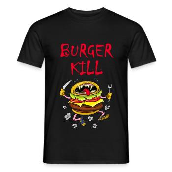 Carnivorous hamburger - Men's T-Shirt - black - Front - AI Model Male 178 light (178cm)