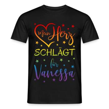 Mon cœur bat pour Vanessa - T-shirt homme - noir - Devant - AI Model Male 178 light (178cm)