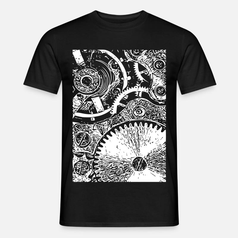 Zahnrad Clockwork Muster - Männer T-Shirt - Schwarz