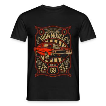Iron Muscle Klassik 69 Auto - Männer T-Shirt - Schwarz - Vorne - AI Model Male 178 light (178cm)