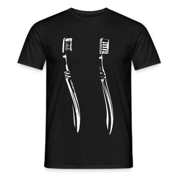Duale Zahnbürsten Silhouette - Männer T-Shirt - Schwarz - Vorne - AI Model Male 178 light (178cm)