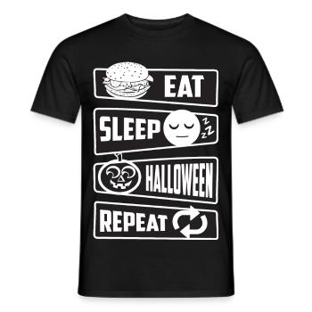 Manger, dormir, Halloween, répéter - T-shirt homme - noir - Devant - AI Model Male 178 light (178cm)