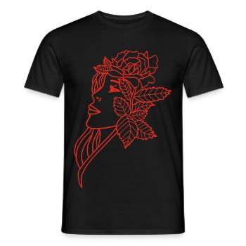 Die Dame und die Rose (rot) - Männer T-Shirt - Schwarz - Vorne - AI Model Male 178 light (178cm)