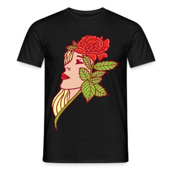 The Lady and the Rose - Men's T-Shirt - black - Front - AI Model Male 178 light (178cm)