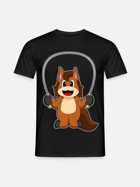 Pferd Seilspringen Springseil Fitness - Männer T-Shirt - Schwarz