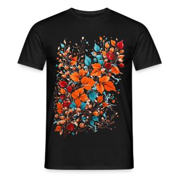 Herbst Blumen mit Nüsse - Männer T-Shirt - Schwarz - Vorne - AI Model Male 178 light (178cm)