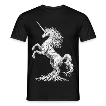 Creepy Unicorn Tree Dark Fantasy Art Nature Lover - Men's T-Shirt - black - Front - AI Model Male 178 light (178cm)