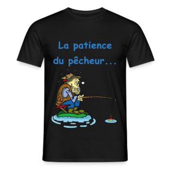 La patience du pêcheur - T-shirt homme - noir - Devant - AI Model Male 178 light (178cm)
