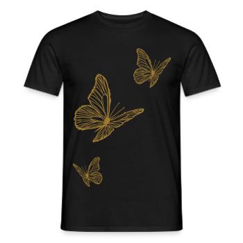 Golden Butterflies - Light & Midsummer Magic - Men's T-Shirt - black - Front - AI Model Male 178 light (178cm)