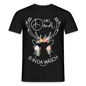 Feenhaftes Rentier mit Blumenkranz Trachtenshirt - Männer T-Shirt - Schwarz - Vorne - AI Model Male 178 light (178cm)