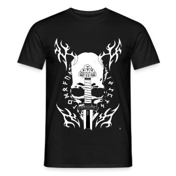 Épée dans le crâne noir et blanc - T-shirt homme - noir - Devant - AI Model Male 178 light (178cm)