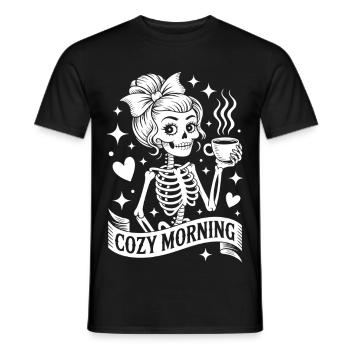 Cuddly Morning Skeleton - Men's T-Shirt - black - Front - AI Model Male 178 light (178cm)