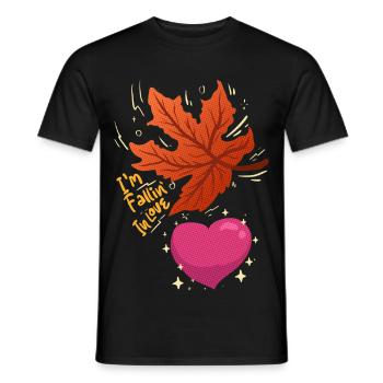 Je tombe amoureux - feuille d’érable qui tombe amoureuse - T-shirt homme - noir - Devant - AI Model Male 178 light (178cm)