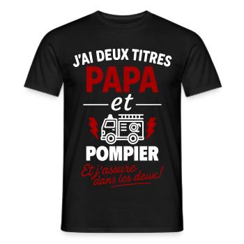 Dad and Firefighter Christmas Father's Day Gift Idea - Men's T-Shirt - black - Front - AI Model Male 178 light (178cm)
