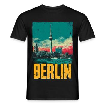 Imprimé vintage de la Berlin Skyline - T-shirt homme - noir - Devant - AI Model Male 178 light (178cm)