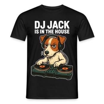 Jack Russell Terrier DJ Platines Cadeau Techno - T-shirt homme - noir - Devant - AI Model Male 178 light (178cm)