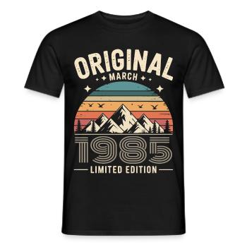 Vintage Born in March 1985 Original 41 years ago - Men's T-Shirt - black - Front - AI Model Male 178 light (178cm)