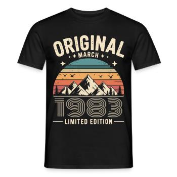 Vintage Né(e) en mars 1983 Original depuis 43 ans - T-shirt homme - noir - Devant - AI Model Male 178 light (178cm)