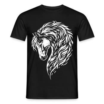 Tribal Horse with Flaming Mane – Mystic Art - Men's T-Shirt - black - Front - AI Model Male 178 light (178cm)