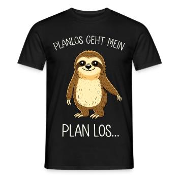 Planlos geht mein Plan los – Faultier - Männer T-Shirt - Schwarz - Vorne - AI Model Male 178 light (178cm)