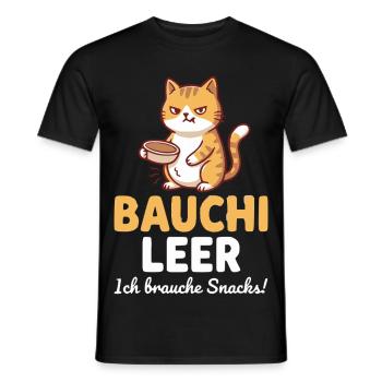 Bauchi leer Katze mit Kaffee - Männer T-Shirt - Schwarz - Vorne - AI Model Male 178 light (178cm)
