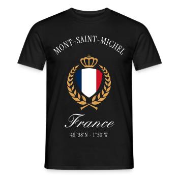 Mont-Saint-Michel Frankreich Wappen Reise Souvenir - Männer T-Shirt - Schwarz - Vorne - AI Model Male 178 light (178cm)