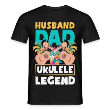 Mari Papa Ukulélé Légende Drôle Fête des Pères - T-shirt homme - noir - Devant - AI Model Male 178 light (178cm)