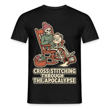 Cross Stitching Through The Apocalypse - Männer T-Shirt - Schwarz - Vorne - AI Model Male 178 light (178cm)
