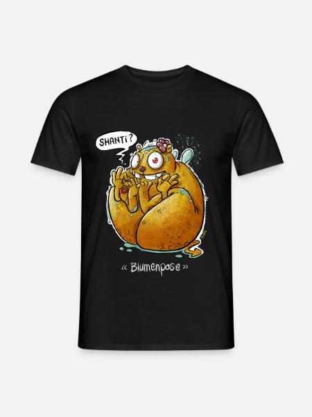 Yoga-Monster "Blumenpose" - Männer T-Shirt - Schwarz