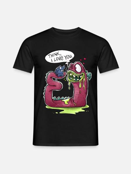 Think, I love you. - Männer T-Shirt - Schwarz
