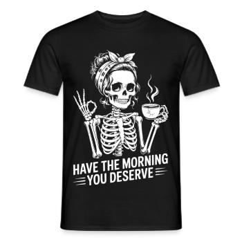 Skull Kaffeepause - Männer T-Shirt - Schwarz - Vorne - AI Model Male 178 light (178cm)