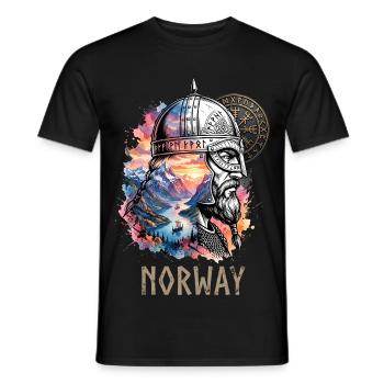 Norway Wikinger Fjord Runen - Männer T-Shirt - Schwarz - Vorne - AI Model Male 178 light (178cm)