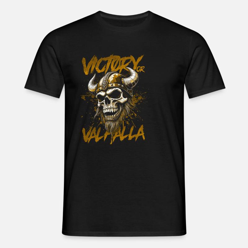 Nordischer Wikingersieg oder Walhalla - Männer T-Shirt - Schwarz