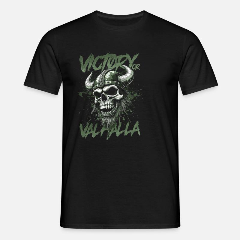 Nordischer Wikingersieg oder Walhalla - Männer T-Shirt - Schwarz