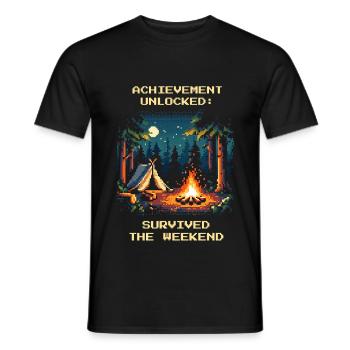Succès débloqué Week-end de bushcraft Survivant - T-shirt homme - noir - Devant - AI Model Male 178 light (178cm)